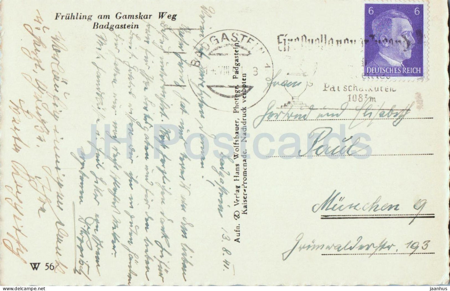 Fruhling am Gamskar Weg - Badgastein - old postcard - 1941 - Austria - used