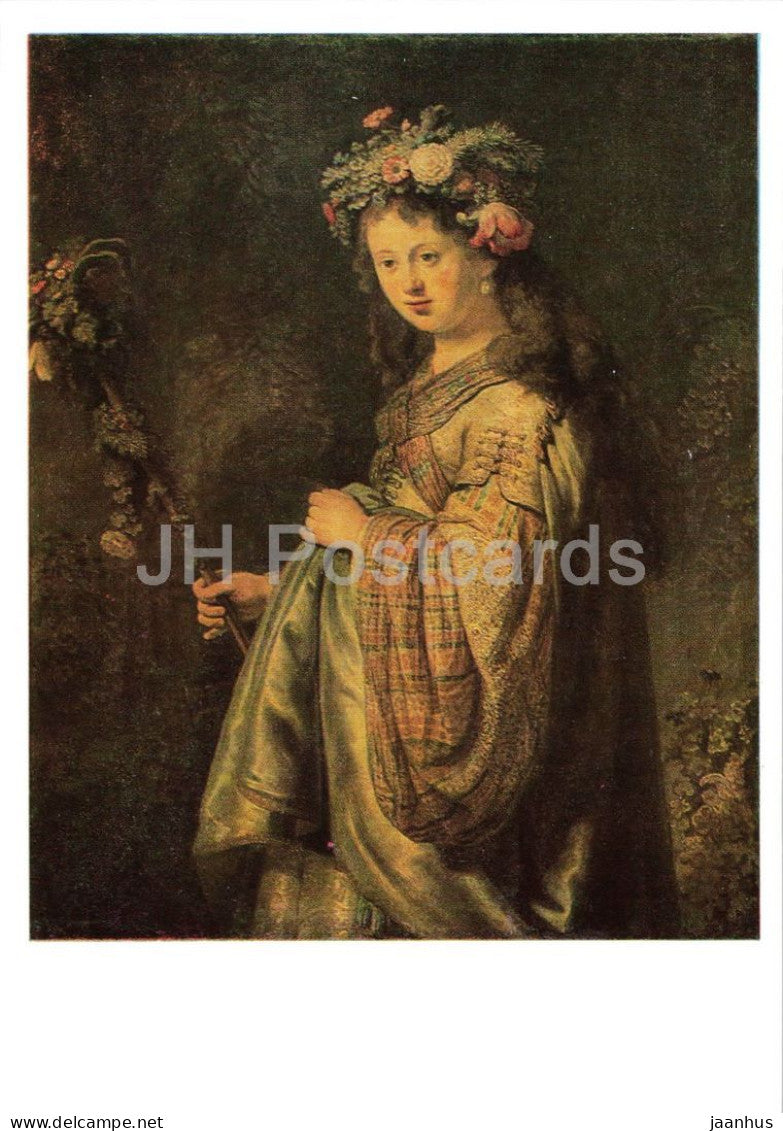 painting by Rembrandt - Flora - Dutch art - 1 - 1988 - Russia USSR - unused - JH Postcards