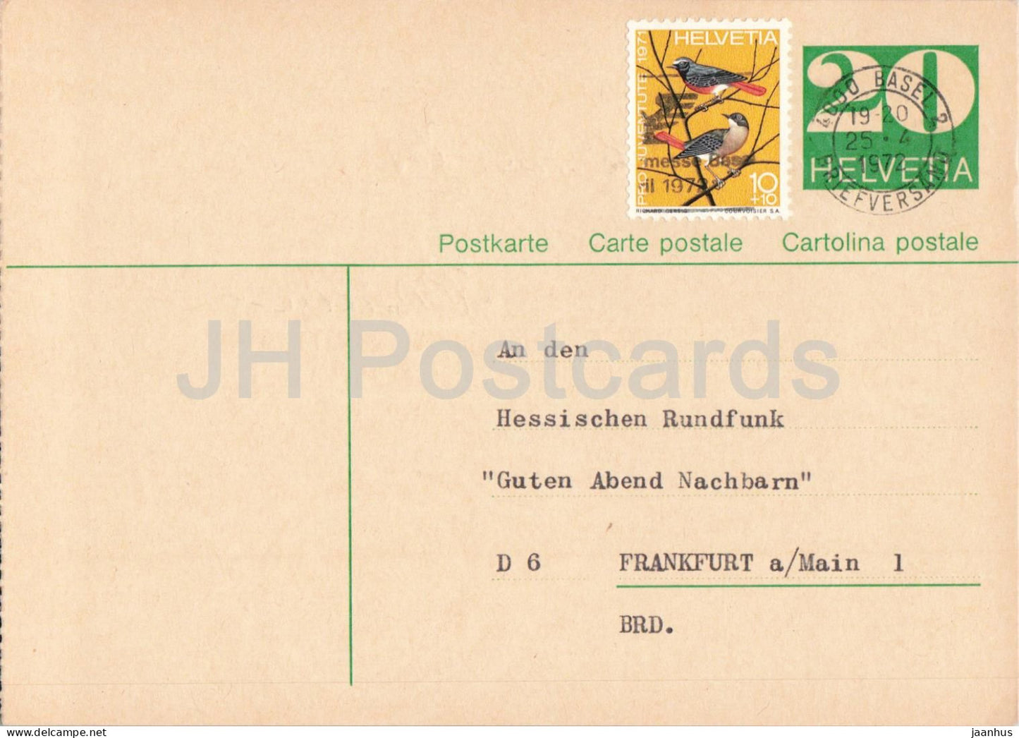 Guten Abend Nachbarn - Hessischer Rundfunk - postal stationery - 5 - 1972 - Switzerland - used - JH Postcards