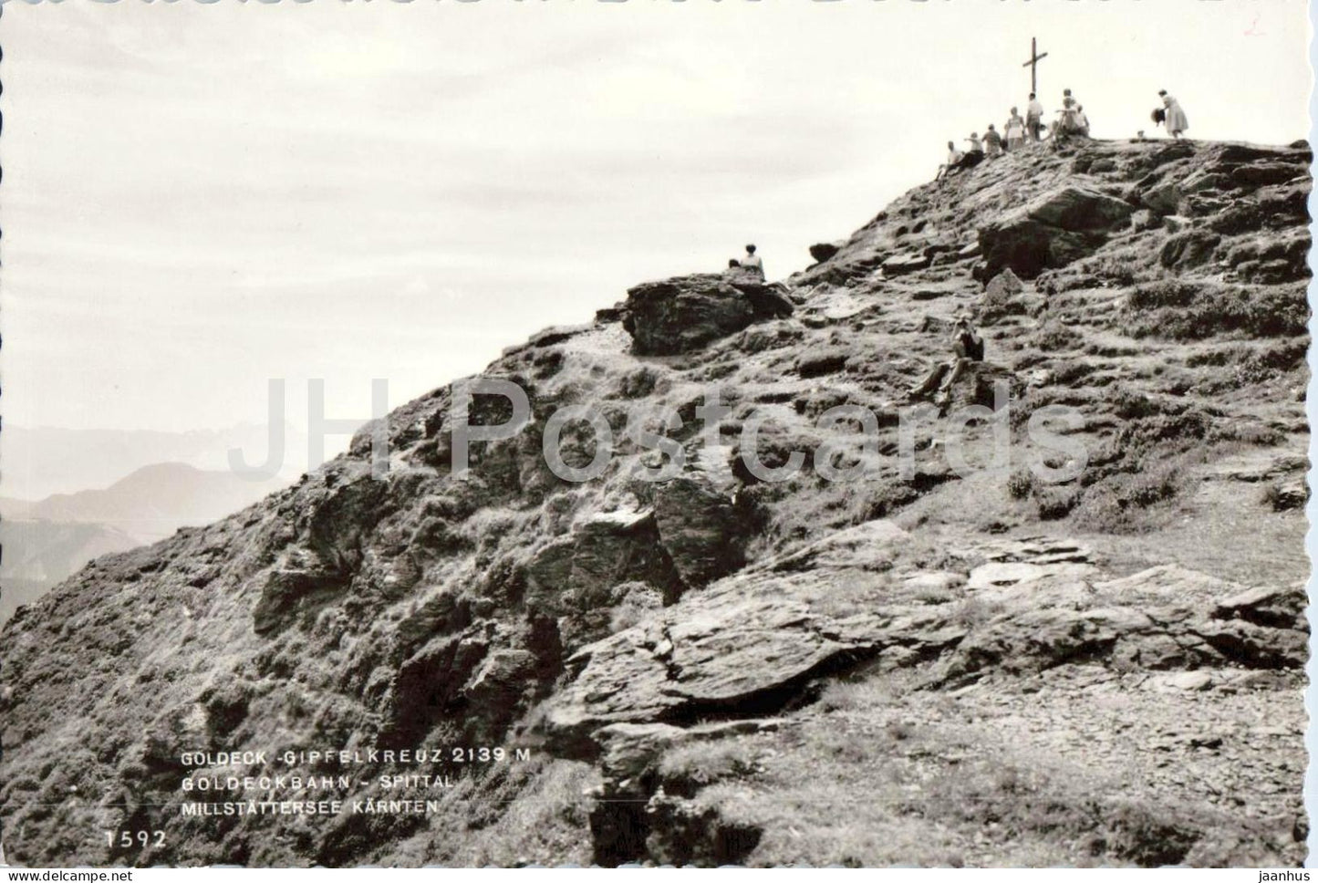 Goldeck Gipfelkreuz 2139 m Goldeckbahn Spittal Millstattersee Karnten mountain - 1592 - old postcard - Austria - unused - JH Postcards