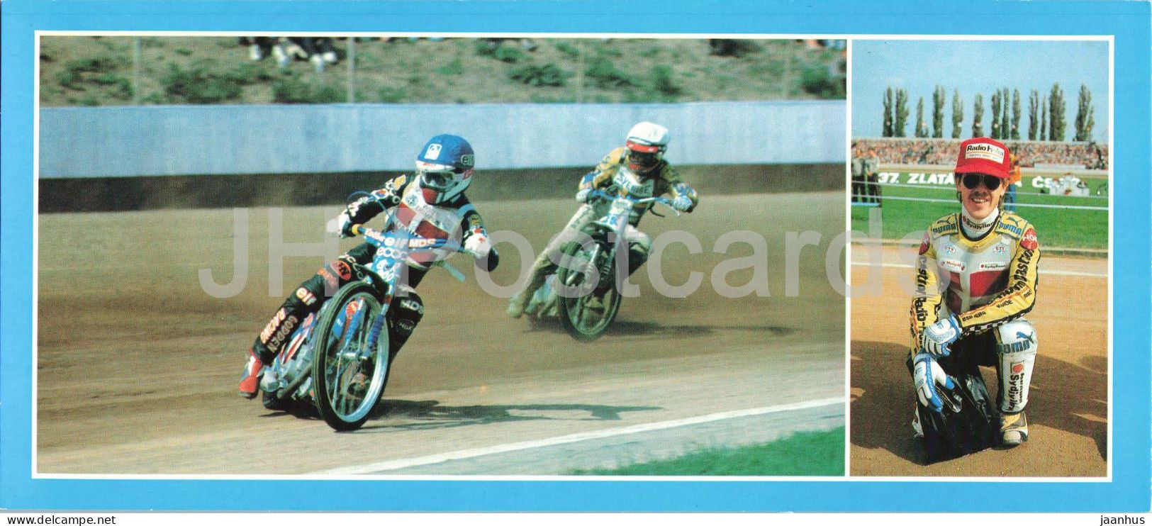 Speedway II - Sand track racing - riders in action - motorbike - racing motorsport - Czech Republic - unused - JH Postcards