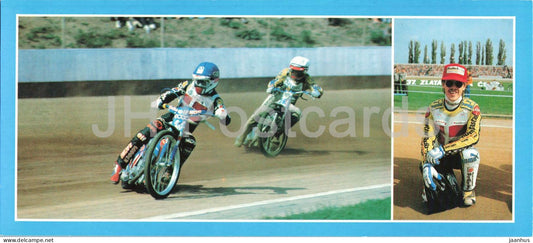 Speedway II - Sand track racing - riders in action - motorbike - racing motorsport - Czech Republic - unused - JH Postcards
