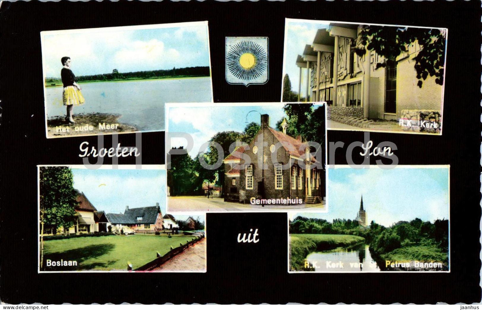 Groeten uit Son - Greetings - church - lake - multiview - 563 - old postcard - Netherlands - used - JH Postcards