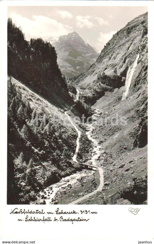 Nassfeldertal m. Schareck 3131 m u. Schleierfall b. Badgastein - 787 - old postcard - Austria - unused - JH Postcards
