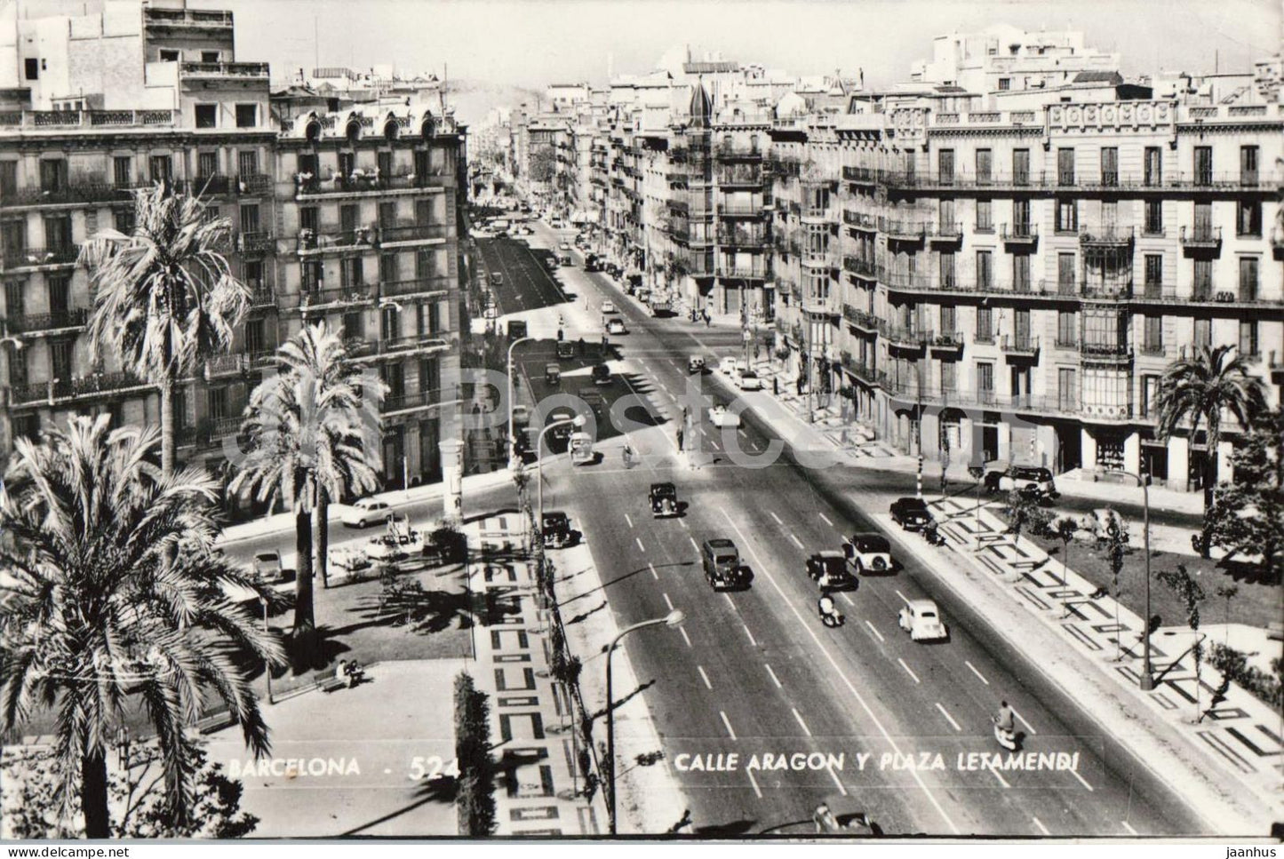 Barcelona - Calle Aragon y Plaza Letamendi - street - square - architcture - 524 - 1962 - Spain - used - JH Postcards