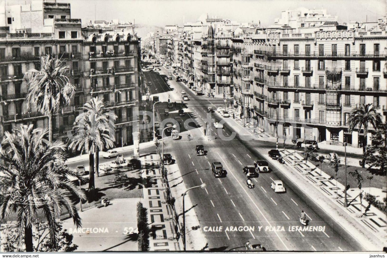 Barcelona - Calle Aragon y Plaza Letamendi - street - square - architcture - 524 - 1962 - Spain - used - JH Postcards