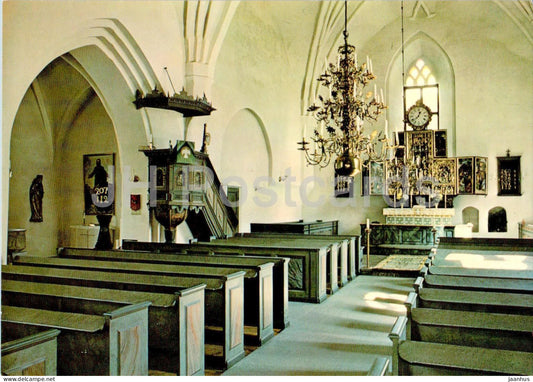 Moklinta Kyrka - interior - church - Sweden - unused - JH Postcards