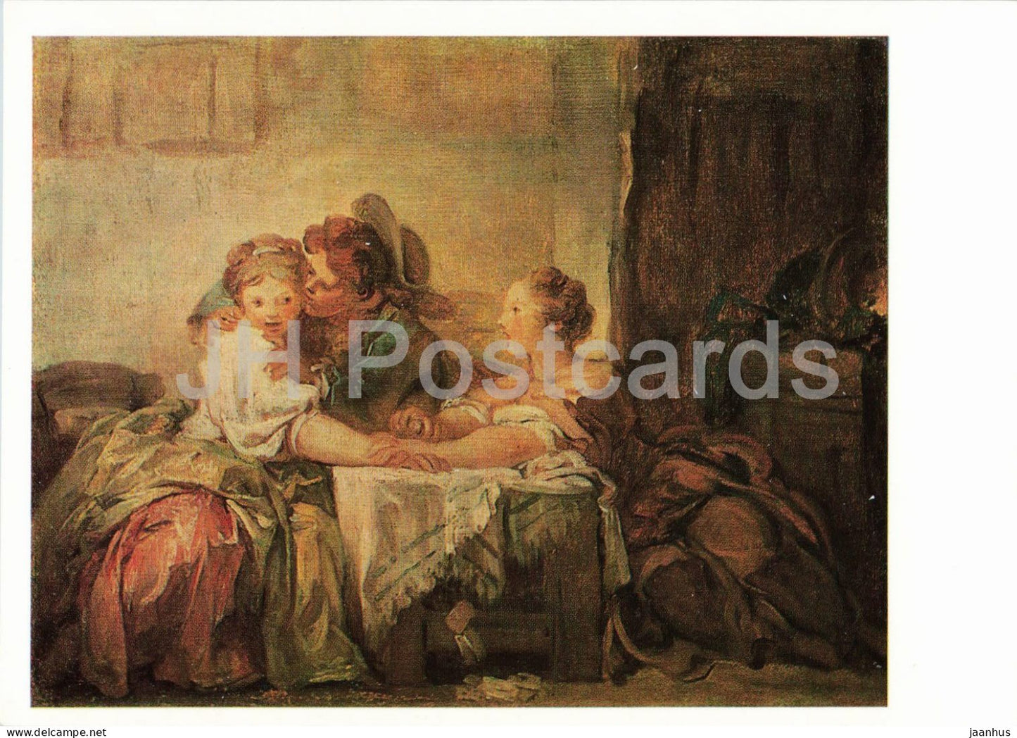 painting by Jean Honore Fragonard - The Snatched Kiss - French art - 1988 - Russia USSR - unused - JH Postcards