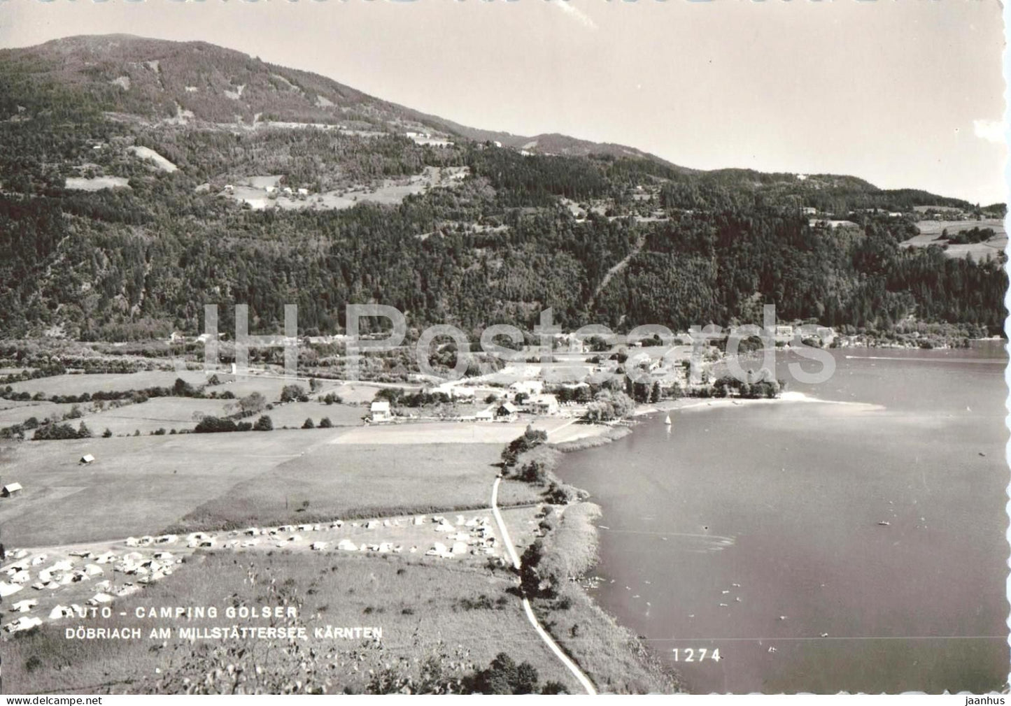 Auto Camping Golser Dobriach am Millstattersee - Karnten - camping - lake - aerial view - 1274 - 1965 - Austria - used - JH Postcards