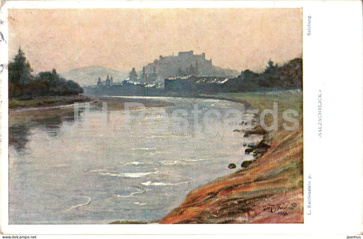 Salzburg - Salzachblick - L. Reiffenstein pinx. - illustration - old postcard - 1919 - Austria - used - JH Postcards