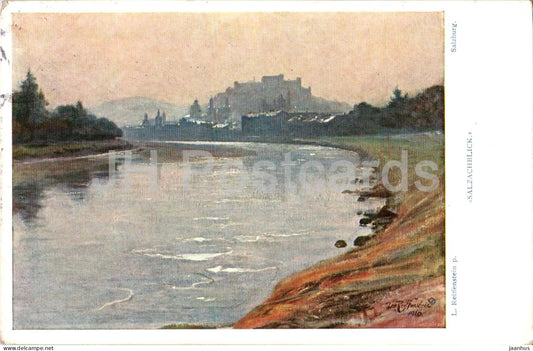 Salzburg - Salzachblick - L. Reiffenstein pinx. - illustration - old postcard - 1919 - Austria - used - JH Postcards