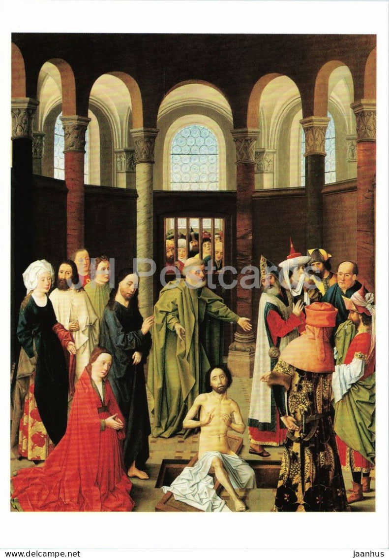 painting by Aelbert van Ouwater - The Raising of Lazarus - Die Auferweckung des Lazarus - art - Germany - unused - JH Postcards