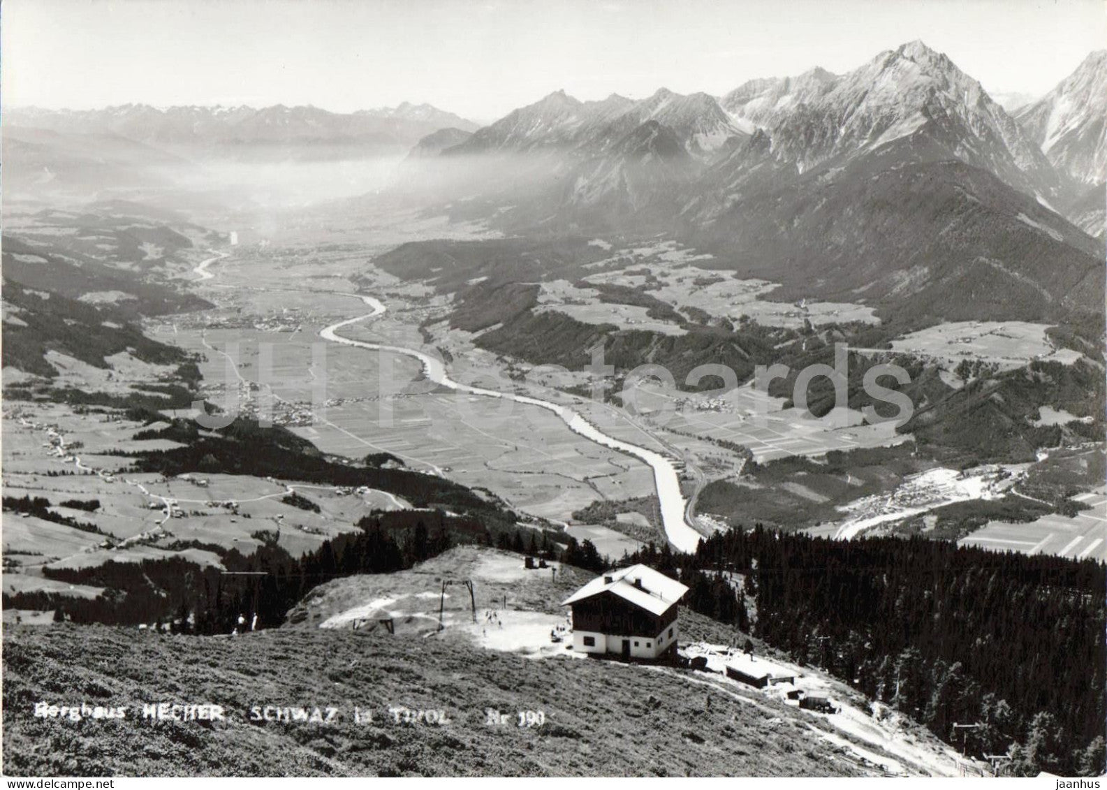 Berghaus Hecher - Schwaz i. Tirol - Mountain inn - valley - alpine panorama - 190 - old postcard - Austria - unused - JH Postcards
