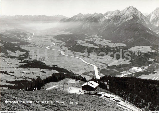 Berghaus Hecher - Schwaz i. Tirol - Mountain inn - valley - alpine panorama - 190 - old postcard - Austria - unused - JH Postcards