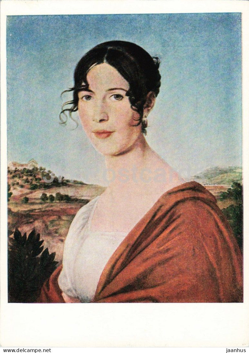 painting by Christian Friedrich Dorr - Girl from Schwarzloch - Madchen von Schwarzloch - German art Germany DDR - unused - JH Postcards