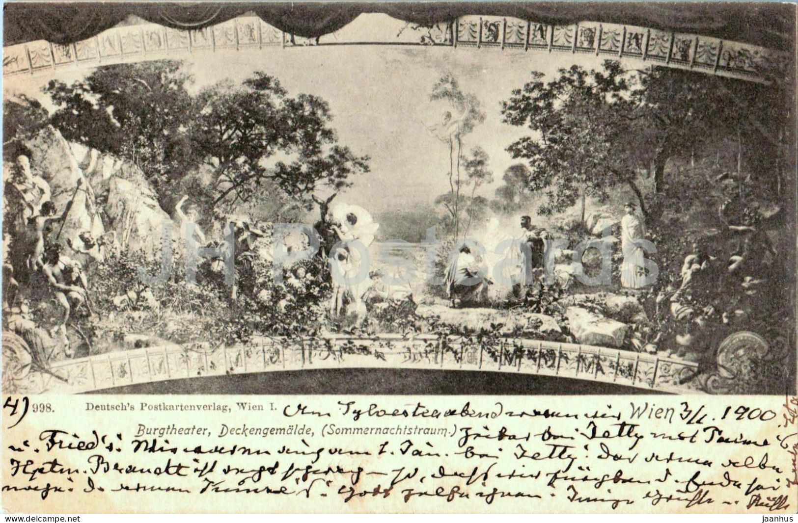 Wien - Vienna - Burgtheater Deckengemalde Sommernachtstraum - theatre - No. 998 - old postcard - 1900 - Austria - used - JH Postcards