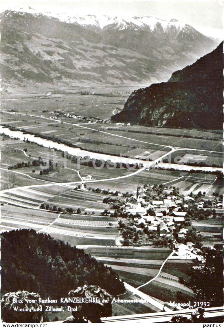 Blick vom Rasthaus Kanzelkehre auf Achenseestrasse Wiesing und Zillertal Tirol - 21992 - old postcard - Austria - unused - JH Postcards