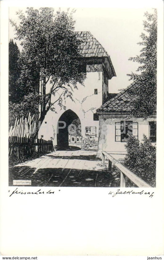 Murau - Friesacher Tor - town gate - illustration - old postcard - Austria - unused - JH Postcards