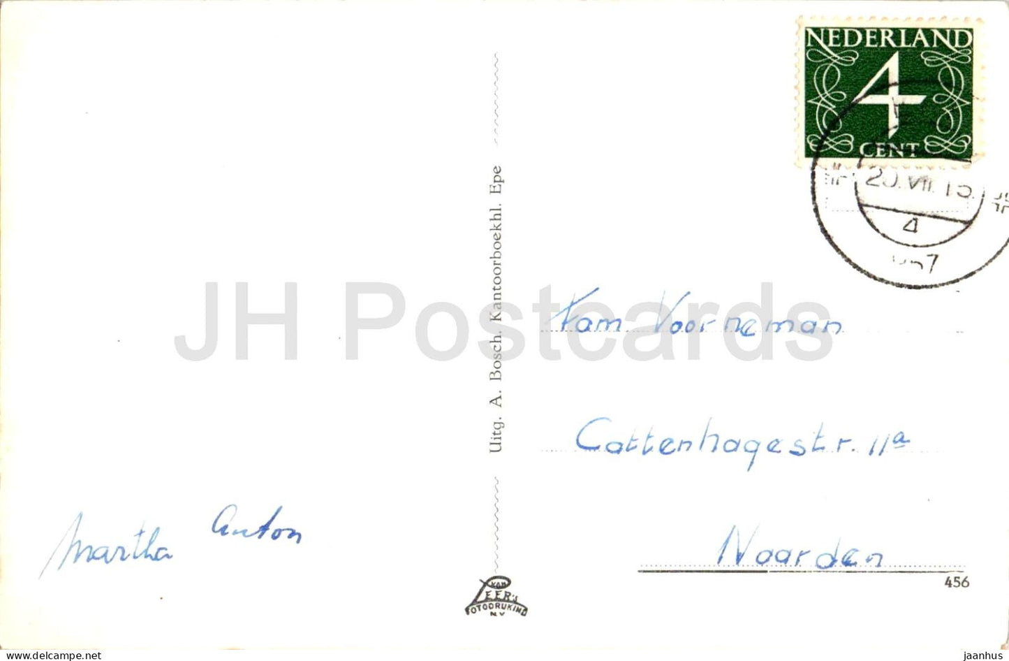 Epe - Boslaan - Forest Avenue - road - trees - 456 - old postcard - 1957 - Netherlands - used
