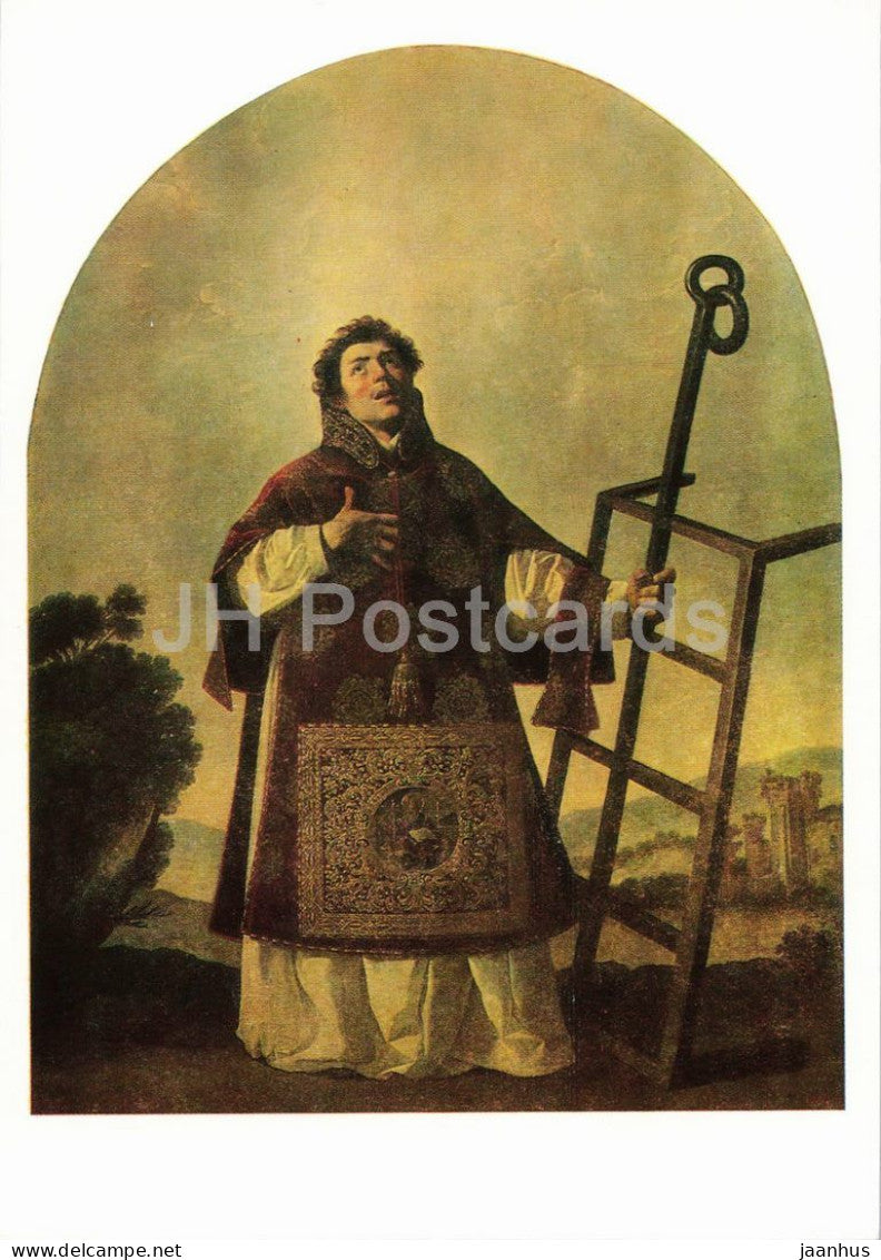 painting by Francisco de Zurbaran - St Laurence - Spanish art - 1988 - Russia USSR - unused - JH Postcards