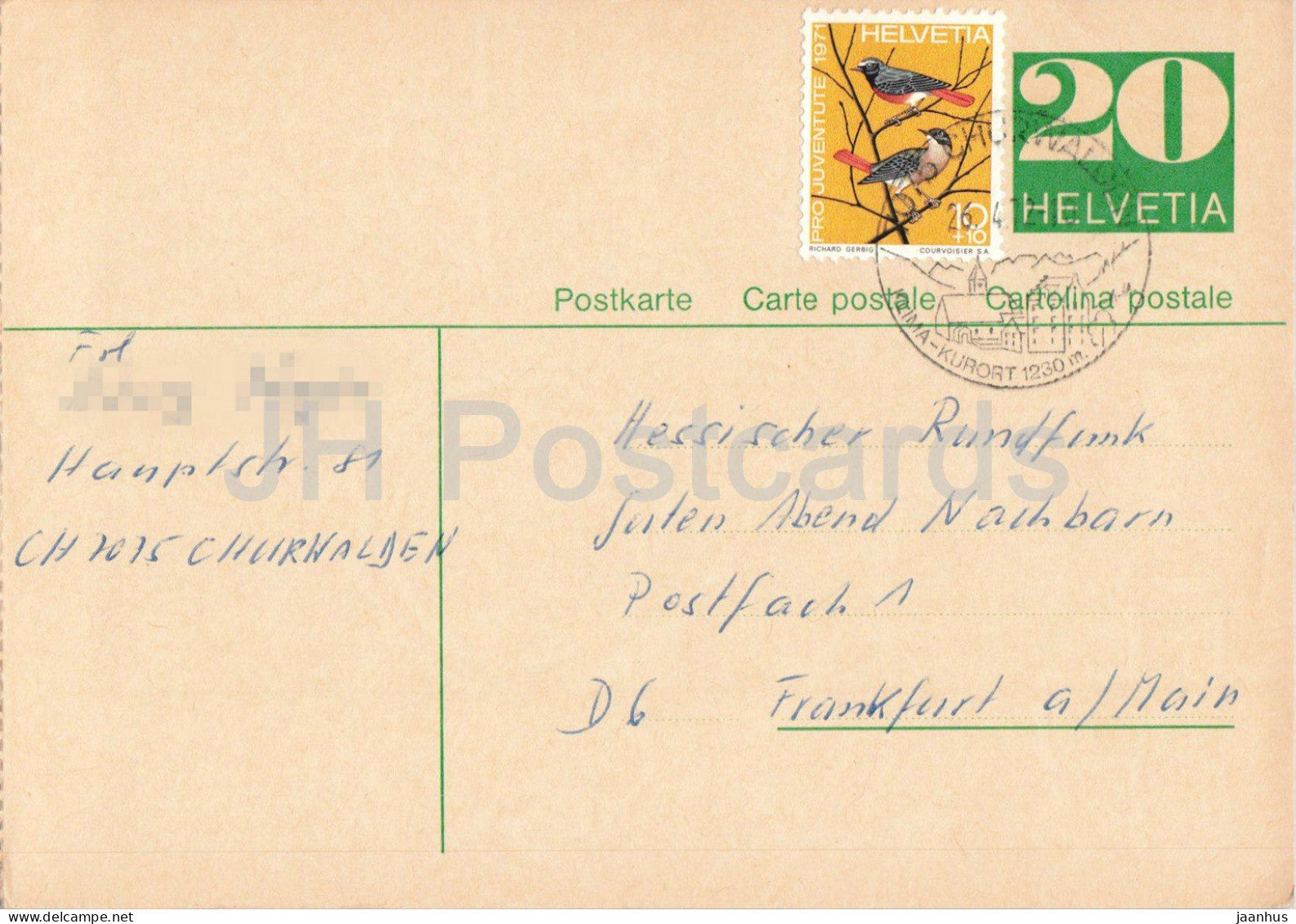 Guten Abend Nachbarn - Hessischer Rundfunk - postal stationery - 4 - 1972 - Switzerland - used - JH Postcards