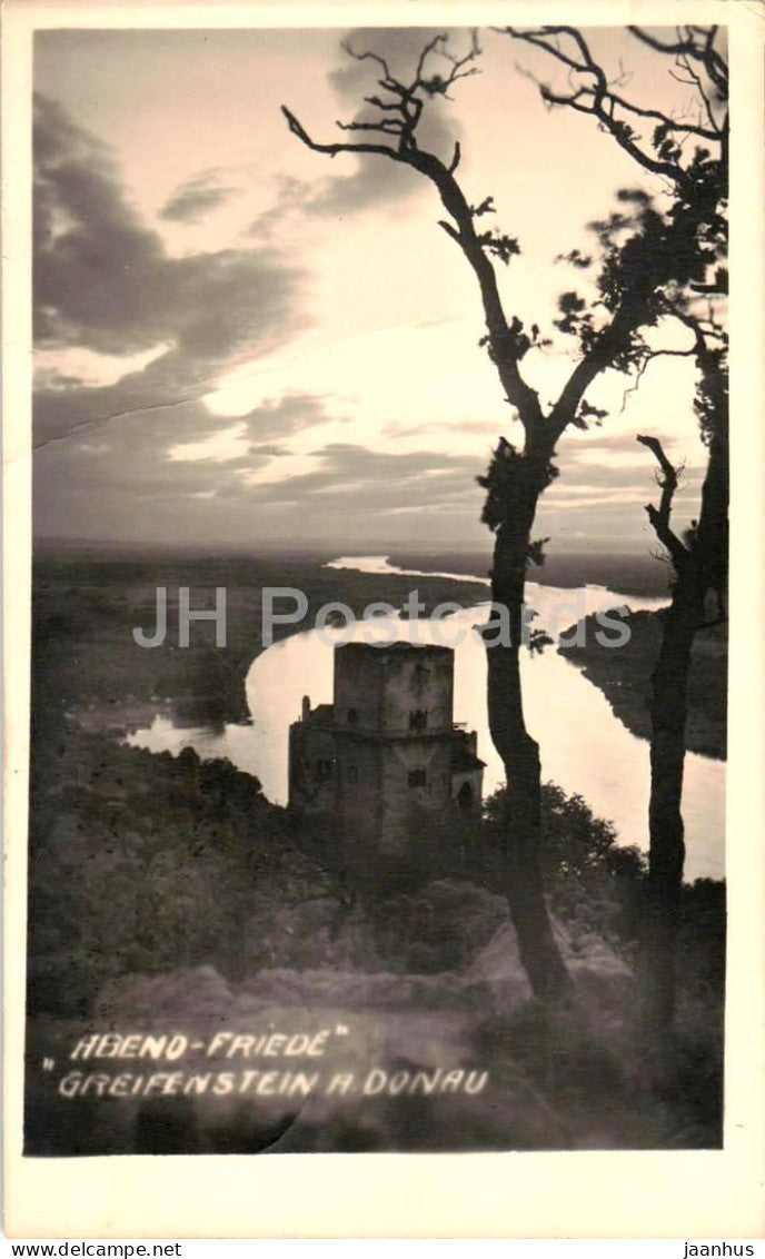 Abendfriede - Greifenstein a. Donau - river view - old postcard - 1934 - Austria - used - JH Postcards