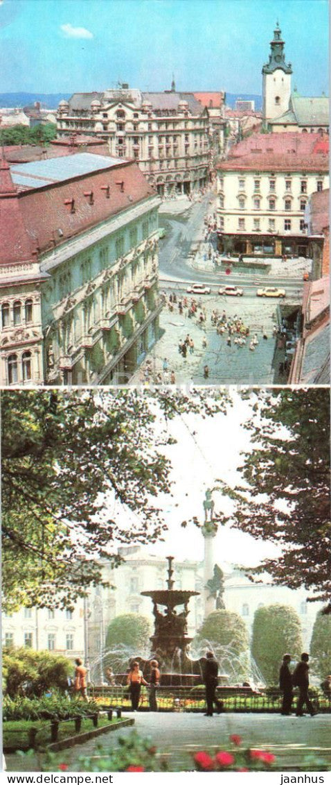 Lviv - View of the central part of the city on Mickiewicz Square - 1985 - USSR Ukraine - unused - JH Postcards