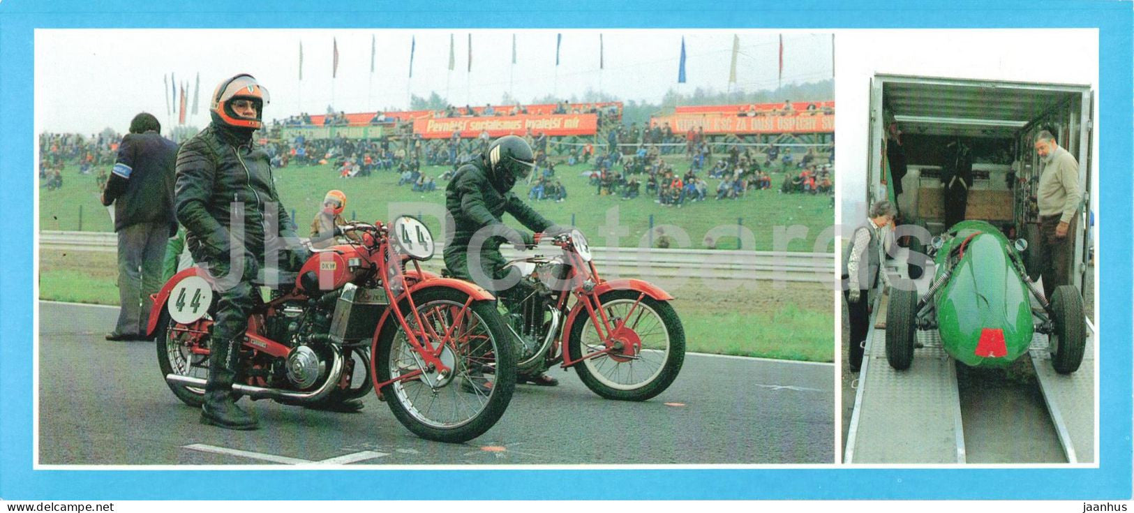 Historic motorcycle and car racing DKW veteran bikes and cars - motorbike - racing motorsport - Czech Republic - unused - JH Postcards