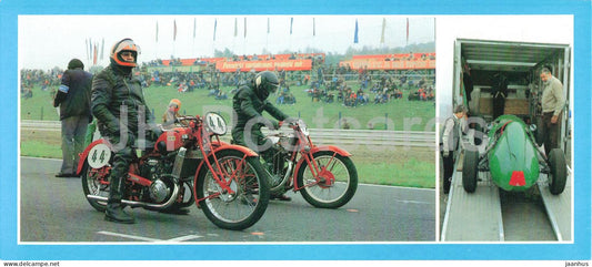 Historic motorcycle and car racing DKW veteran bikes and cars - motorbike - racing motorsport - Czech Republic - unused - JH Postcards