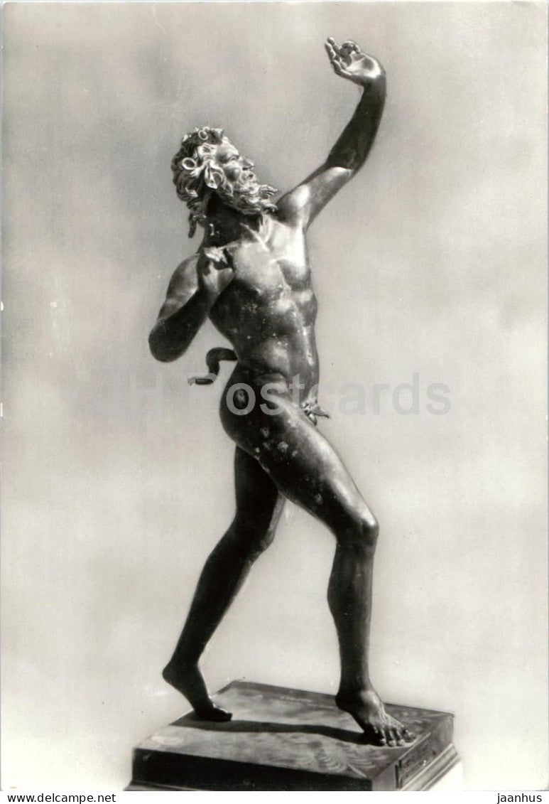 sculpture - Dancing Faun - ancient bronze statue - ancient world - 83 - Naples National Museum - Italy - unused - JH Postcards
