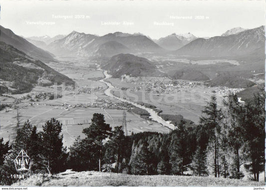 Blick von Mosern 1234 m - auf Inntal - Telfs und Miemingerplateau - Tirol - old postcard - 19864 - Austria - unused - JH Postcards