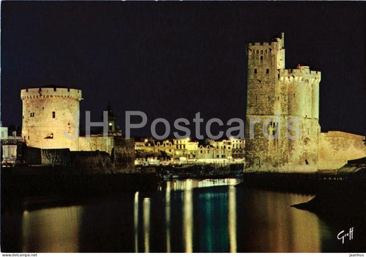 En Aunis - La Rochelle - Le port illumine - la Tour de la Chaine - harbour with Chain Tower - France - unused - JH Postcards
