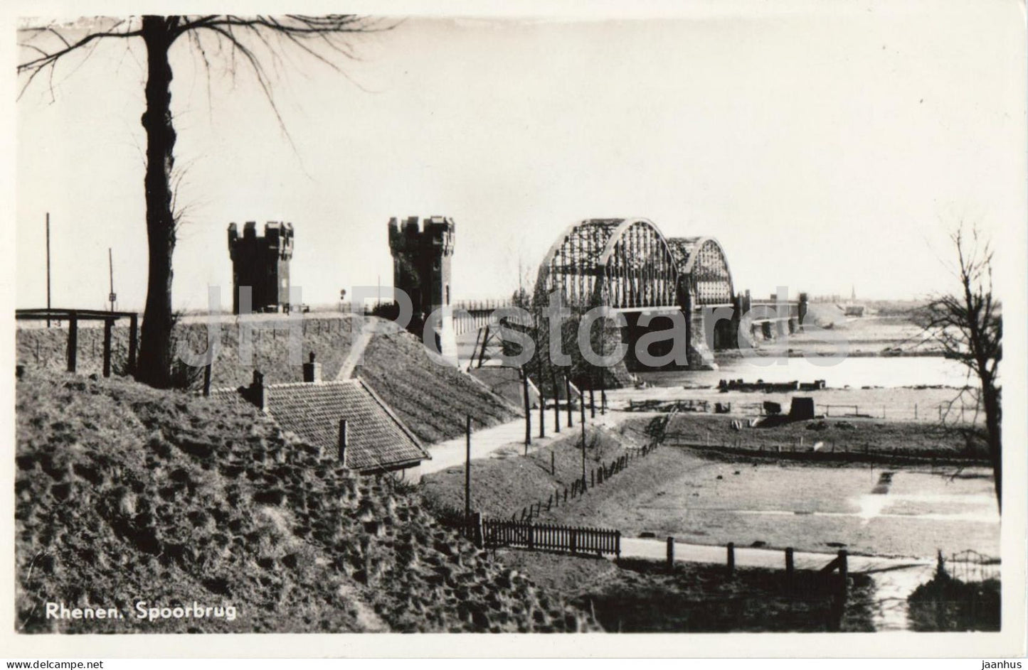 Rhenen - Spoorbrug - Railway bridge - bridge - river view - old postcard - 1950s - Netherlands - unused - JH Postcards