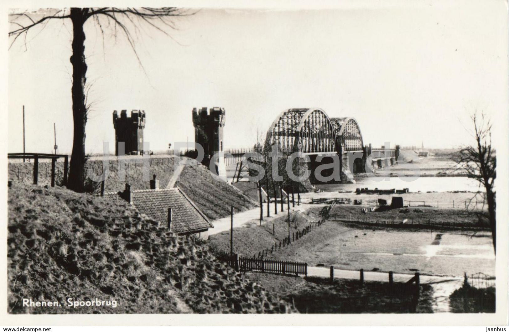 Rhenen - Spoorbrug - Railway bridge - bridge - river view - old postcard - 1950s - Netherlands - unused - JH Postcards