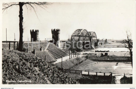 Rhenen - Spoorbrug - Railway bridge - bridge - river view - old postcard - 1950s - Netherlands - unused - JH Postcards