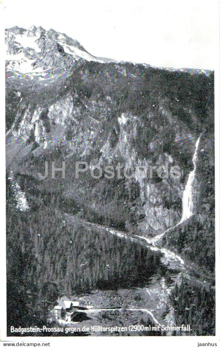 Badgastein Prossau gegen die Holltorspitzen 2900 m mit Schleierfall - old postcard - 1942 - Austria - used - JH Postcards