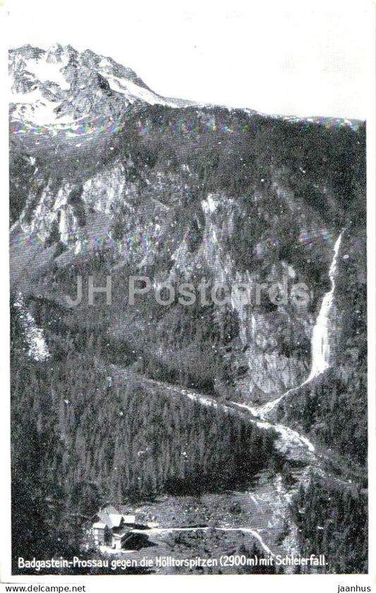 Badgastein Prossau gegen die Holltorspitzen 2900 m mit Schleierfall - old postcard - 1942 - Austria - used - JH Postcards