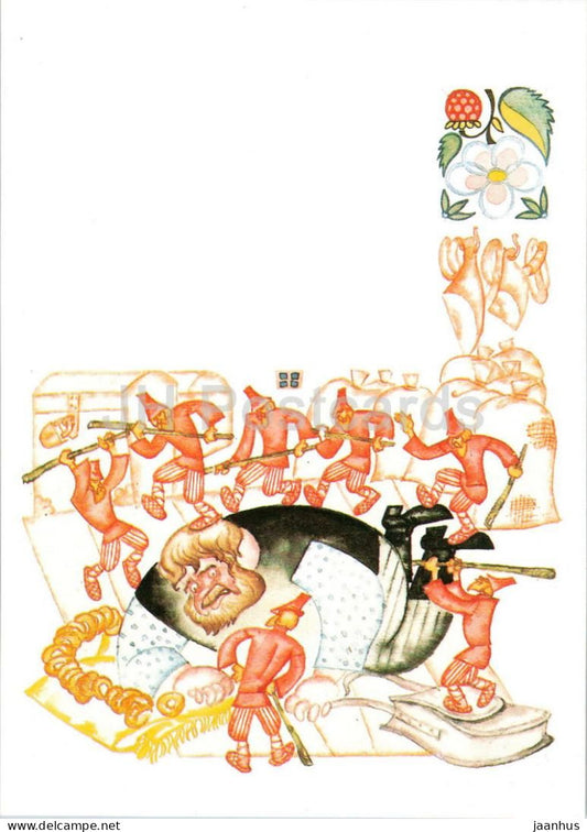 Bag Give Me Wisdom - rich brother - Karelian Fairy Tales - illustration by Bryukhanov - 1989 - Russia USSR - unused - JH Postcards