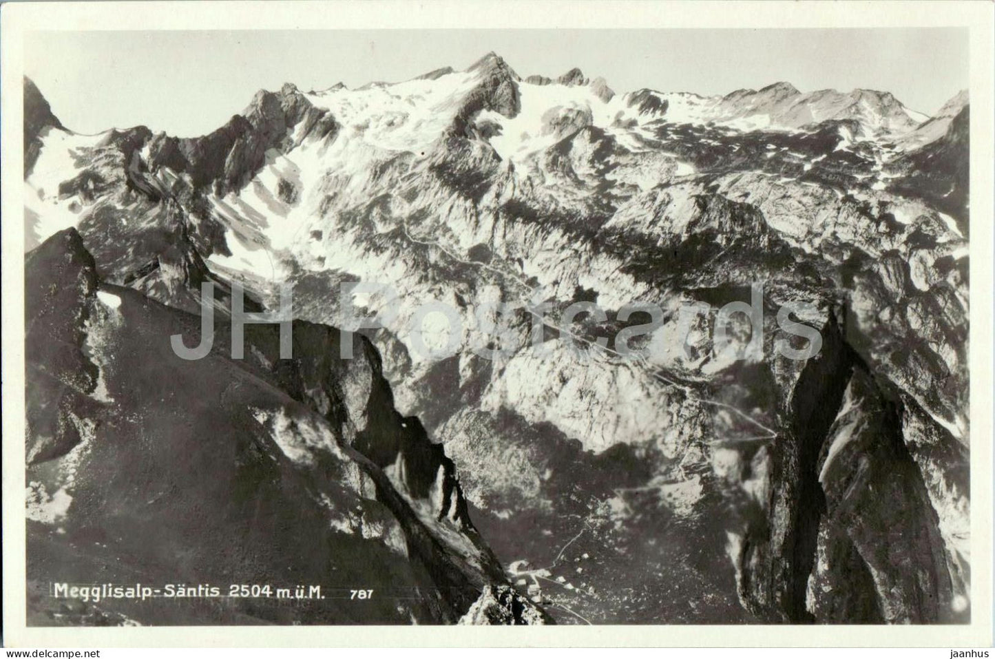 Megglisalp Santis 2504 m - mountains - Alps - 787 - old postcard - Switzerland - unused - JH Postcards