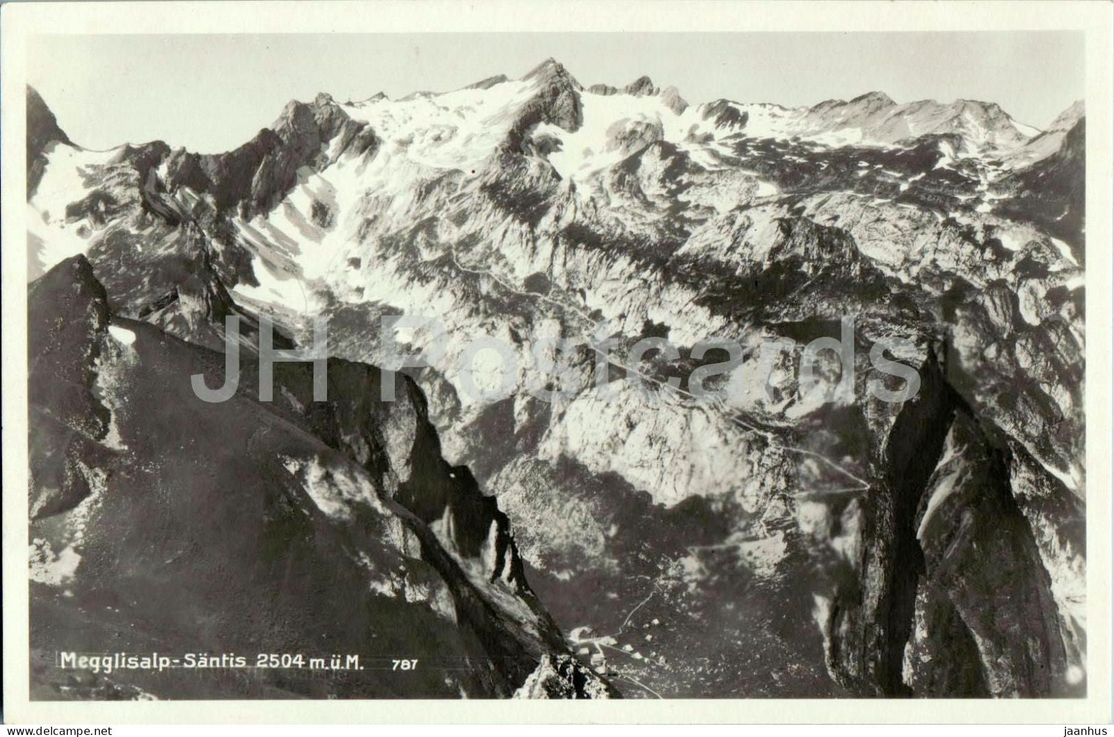 Megglisalp Santis 2504 m - mountains - Alps - 787 - old postcard - Switzerland - unused - JH Postcards