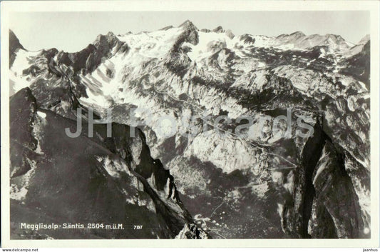 Megglisalp Santis 2504 m - mountains - Alps - 787 - old postcard - Switzerland - unused - JH Postcards