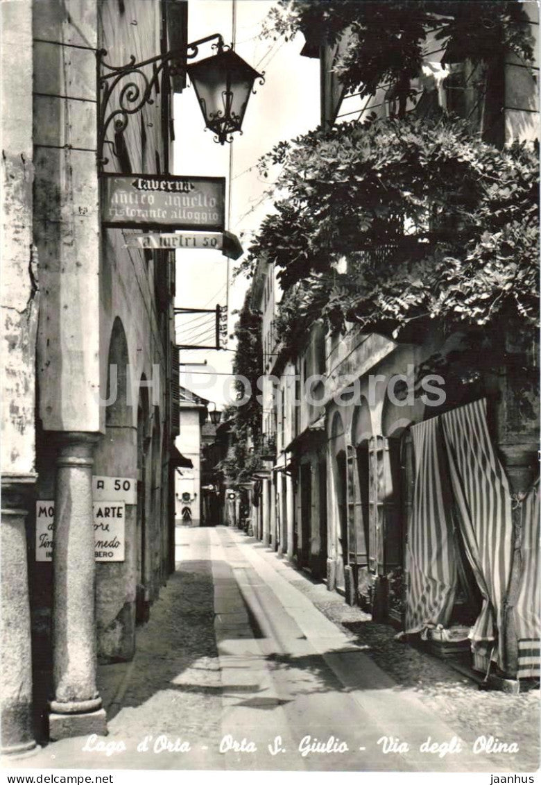 Lago d’Orta - Orta S. Giulio - Via degli Olina - street view - old town - 66727 - old postcard - Italy - unused - JH Postcards