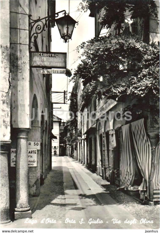 Lago d’Orta - Orta S. Giulio - Via degli Olina - street view - old town - 66727 - old postcard - Italy - unused - JH Postcards