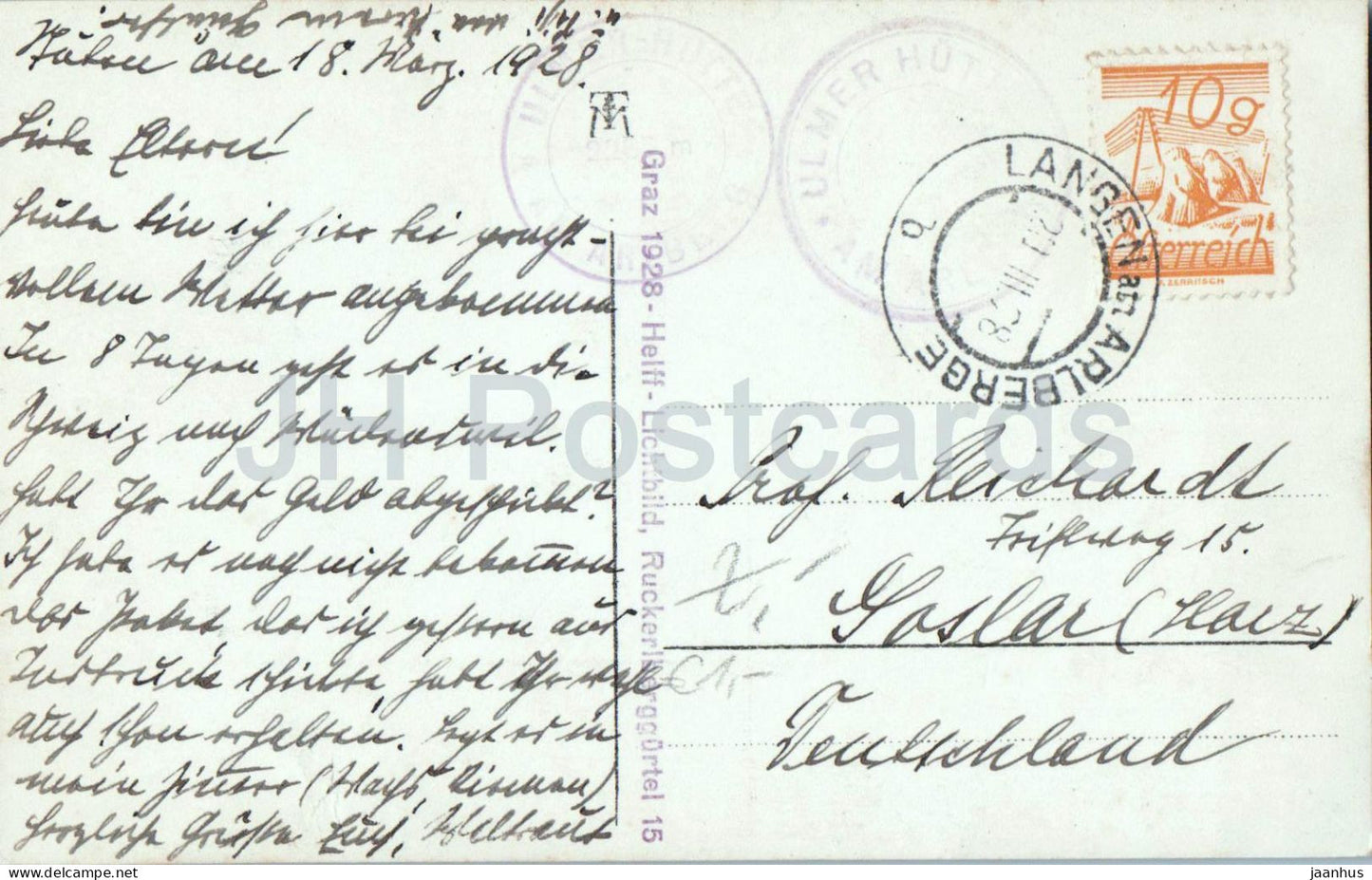 Arlberg - Valluga u Rockspitz - N° 9087 - Carte postale ancienne - 1928 - Autriche - Utilisée 