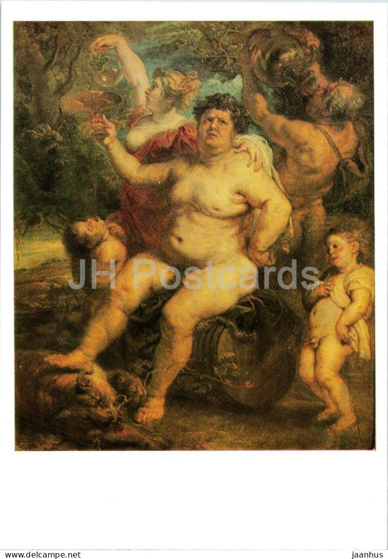 painting by Peter Paul Rubens - Bacchus - mythology - naked man - nude - Flemish art - 1988 - Russia USSR - unused - JH Postcards