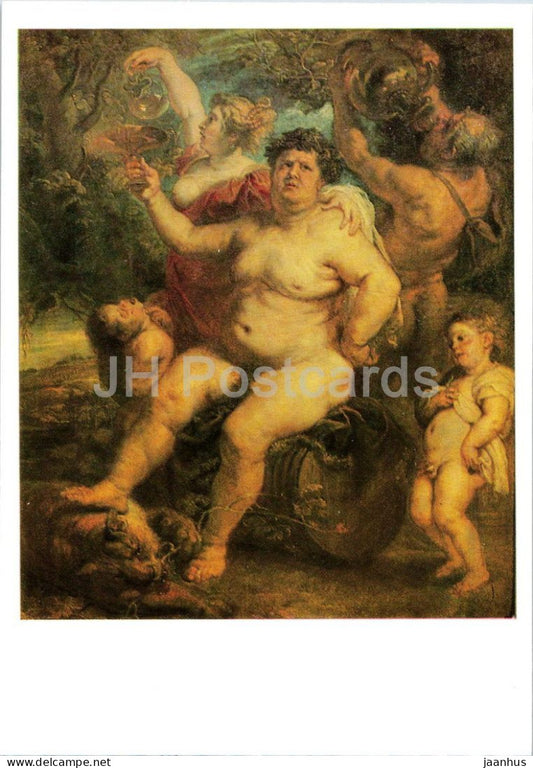 painting by Peter Paul Rubens - Bacchus - mythology - naked man - nude - Flemish art - 1988 - Russia USSR - unused - JH Postcards