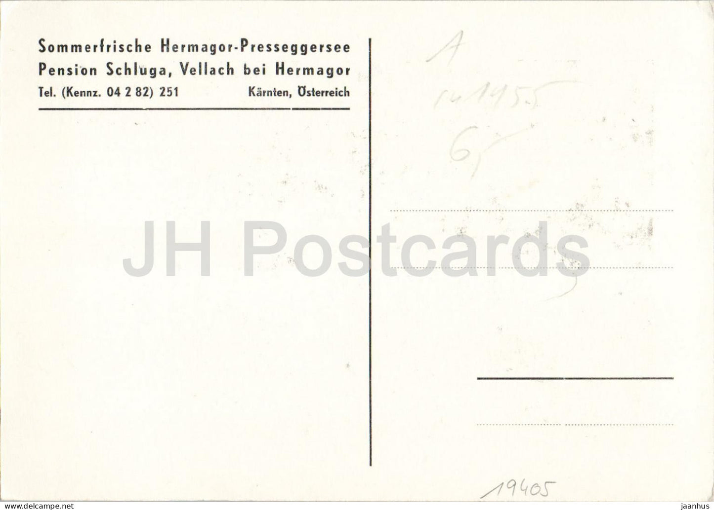 Vellach b Hermagor mit Spitzegel 2121 m - Pension Schluga - mountains - guesthouse - old postcard - Austria - unused
