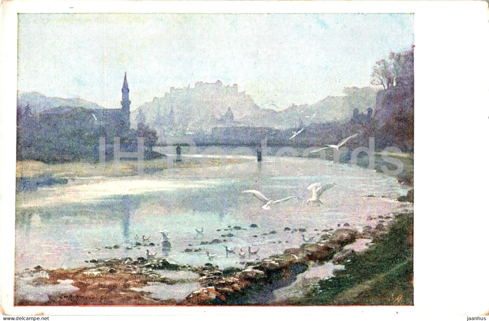 Winter in Salzburg - Standige Wintergaste (Moven) - Salzburg - Nr. 92 - old postcard - Austria - unused - JH Postcards