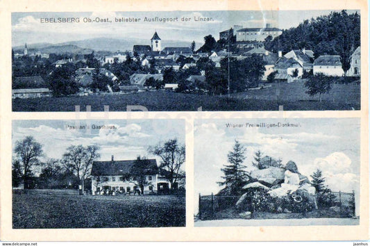 Ebelsberg - beliebter Ausflugsort der Linzer - Passian’s Gasthaus - Denkmal - old postcard - Austria - unused - JH Postcards