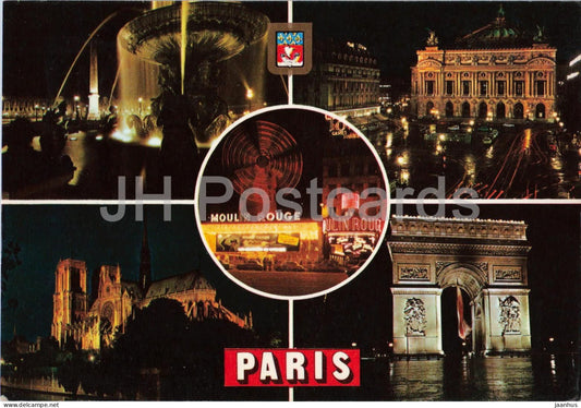 Paris - Souvenir de Paris - Eiffel Tower - Notre-Dame Opera - Arc de Triomphe - multiview - 117 - 1988 - France - used - JH Postcards